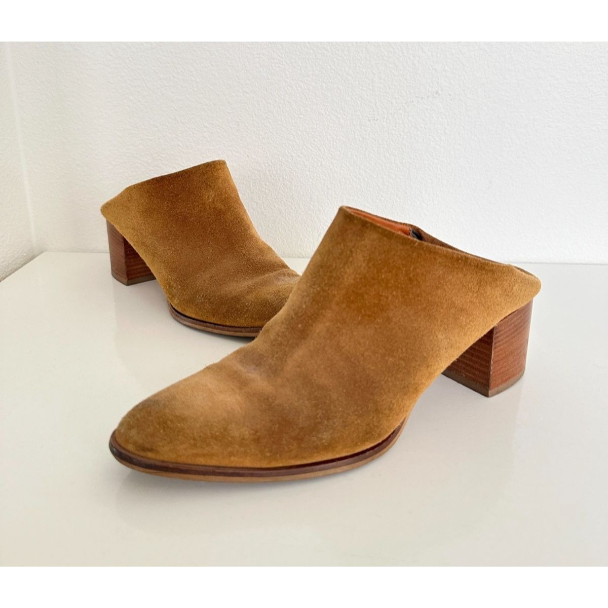Everlane Suede Convertible Heeled Mule Shoes Block Brown Pointed Toe Women's 8